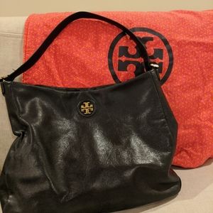 Tory Burch black leather Dena hobo with dust bag